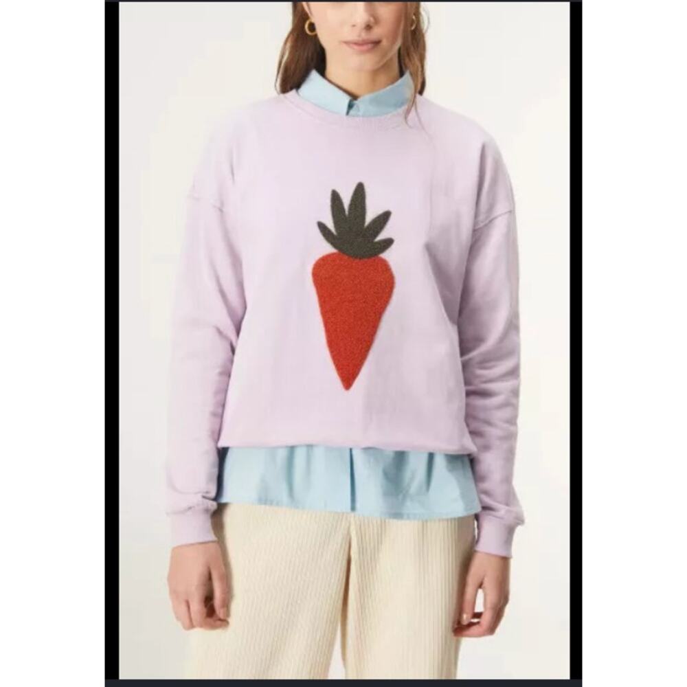 Compania Fantastica Lavender Carrot Patch Sweatshirt NWT Size L